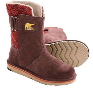Women's Sorel The Campus Boots Suede-Knit Madder Burgundy/orange Winter Boots